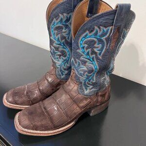 Lucchese Dark Brown and Navy Western Boots